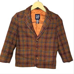 Gap vintage boys plaid wool blazer jacket size small